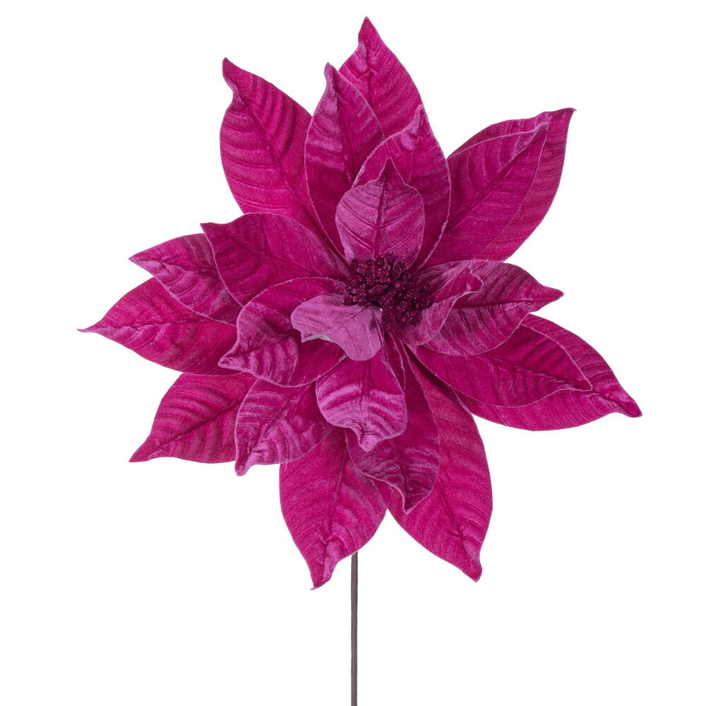 21.5" Hot Pink Poinsettia 18" Flower Spray