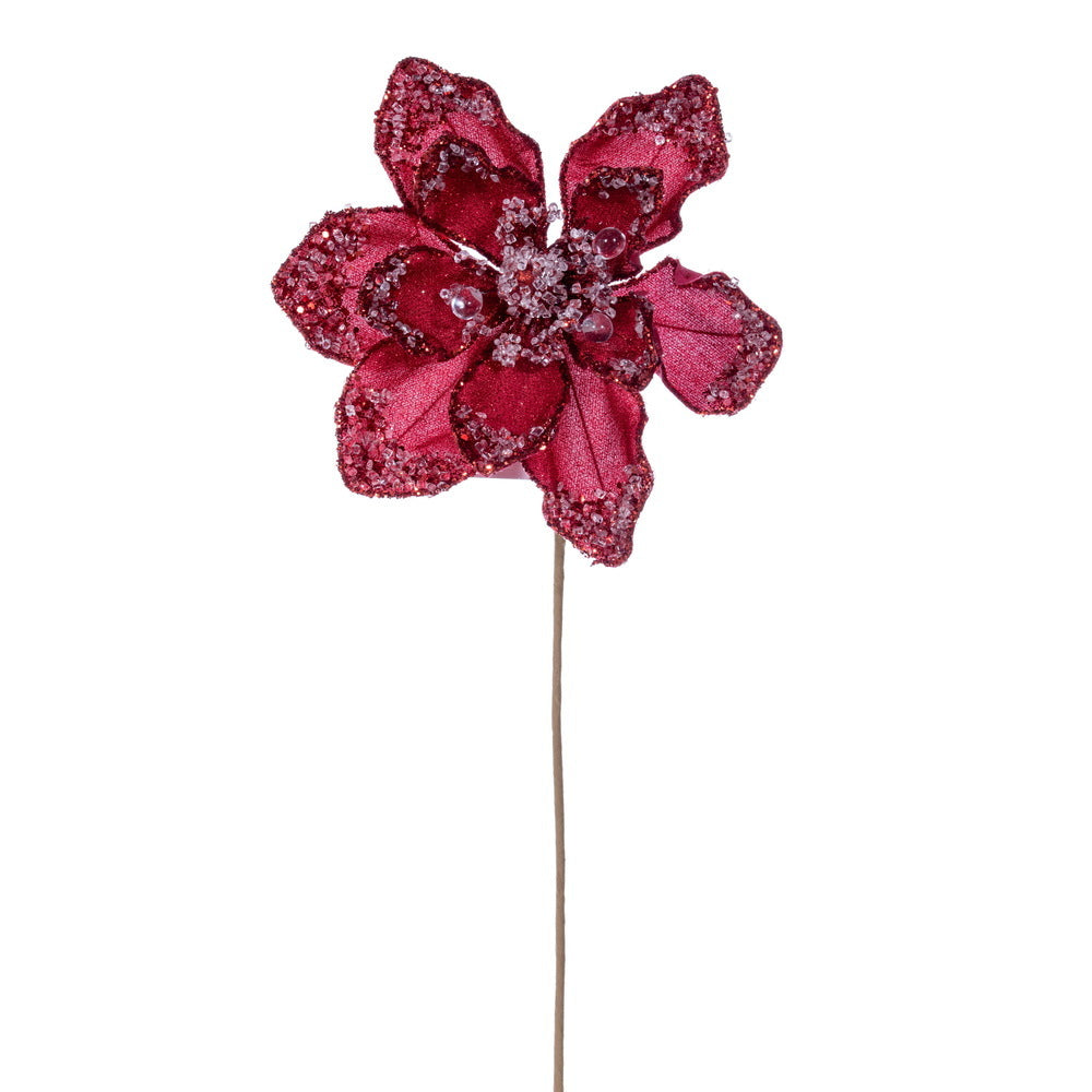 Red Iced Poinsettia 8.5" Flower