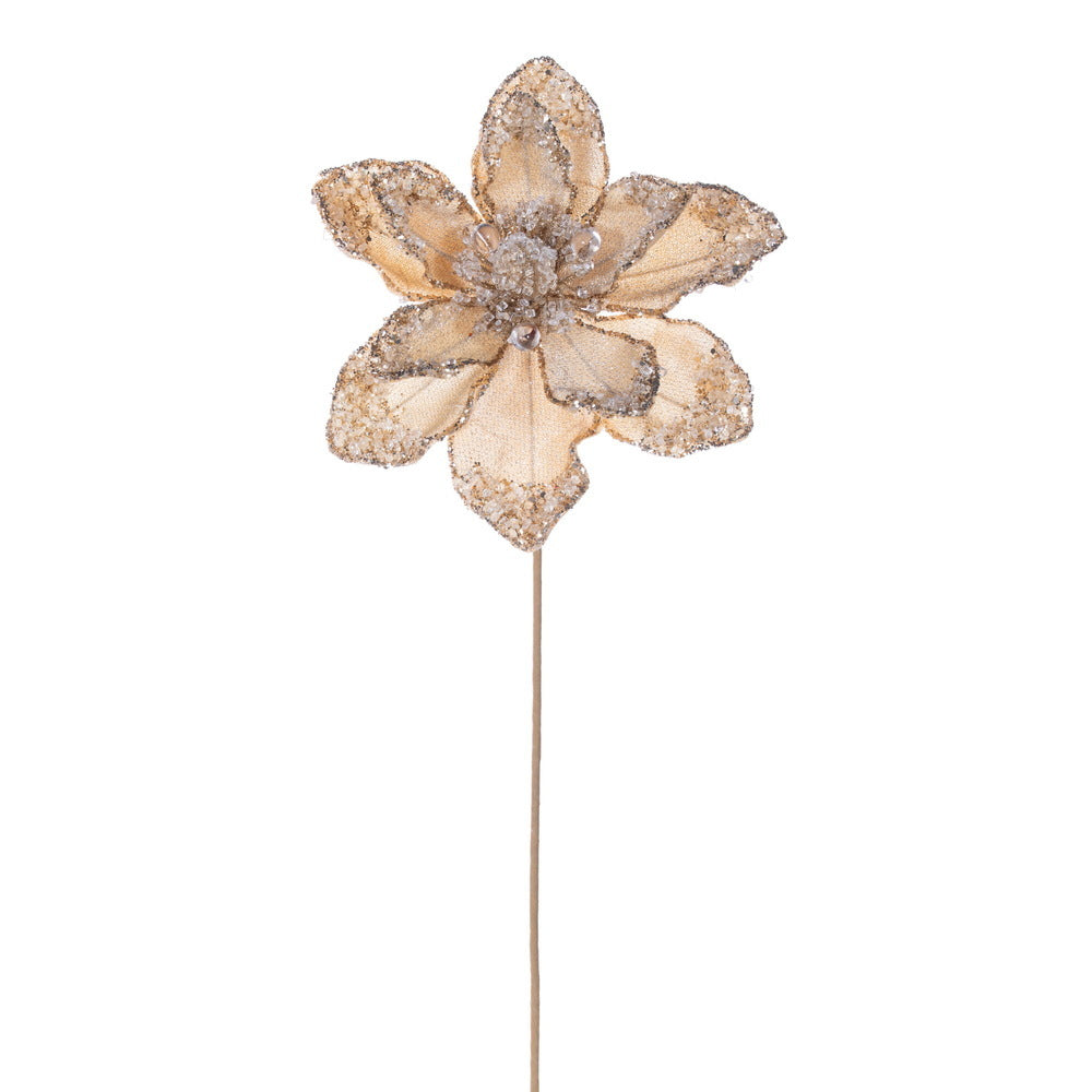 Gold Iced Poinsettia 8.5" Flower