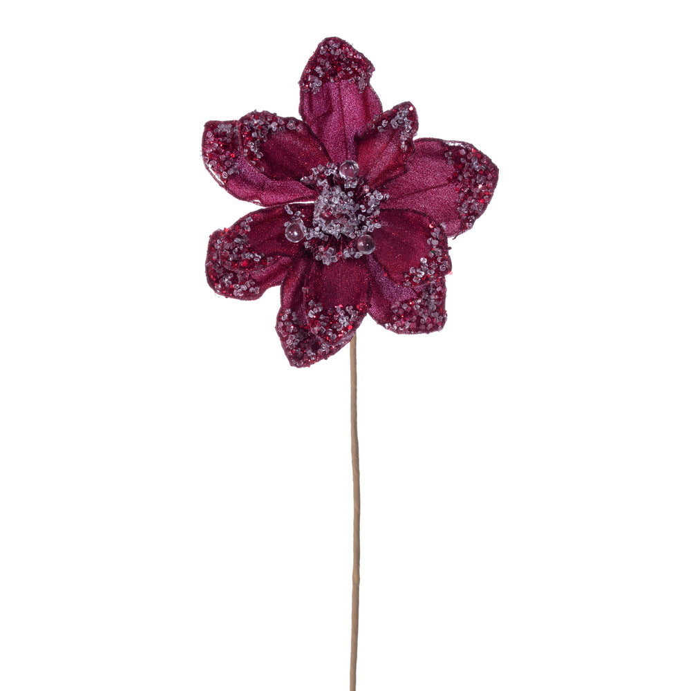 Burgundy Iced Poinsettia 8.5" Flower