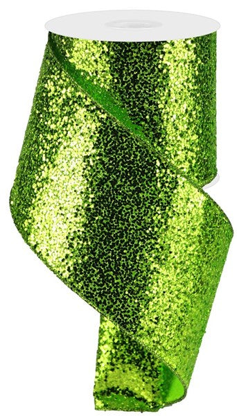4"X10YD LARGE GLITTER-Lime Green - Burlap and Bling Decor