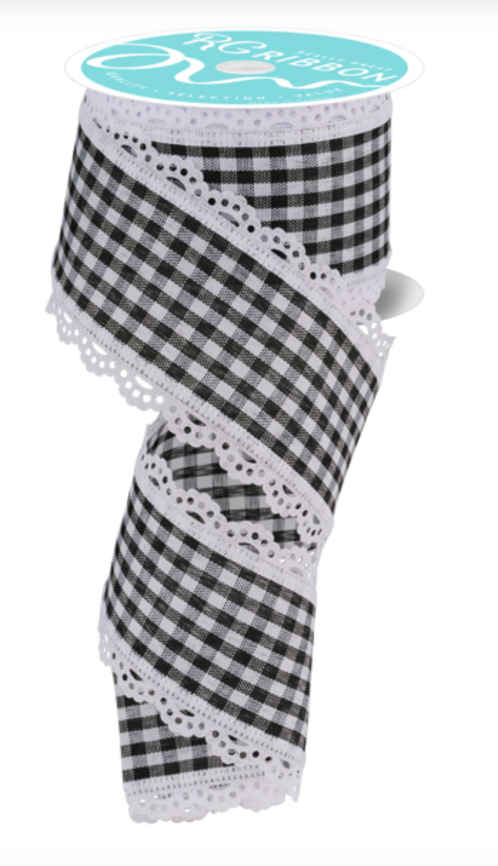 2.5" x 10yd Scalloped Edge Gingham - Burlap and Bling Decor