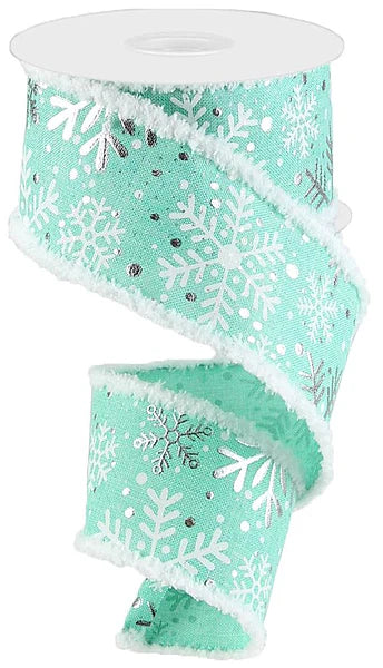 2.5"X10YD MULTI SNOWFLAKES W/DRIFT DARK MINT/SILVER