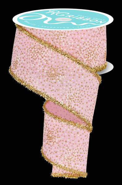 2.5"X10YD GLITTER DOTS/TINSEL-GOLD/LASER GOLD/LT PINK - Burlap and Bling Decor