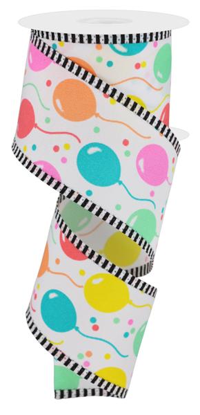 2.5"X10YD BALLOONS/STRIPE-WHITE/PCH/TEAL/PNK - Burlap and Bling Decor
