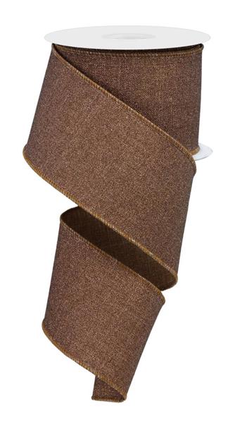 2.5"X10YD FINE GLITTER ON ROYAL-BROWN - Burlap and Bling Decor