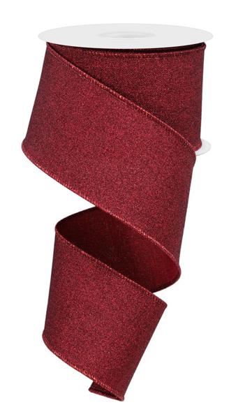 2.5"X10YD FINE GLITTER ON ROYAL-BURGUNDY - Burlap and Bling Decor