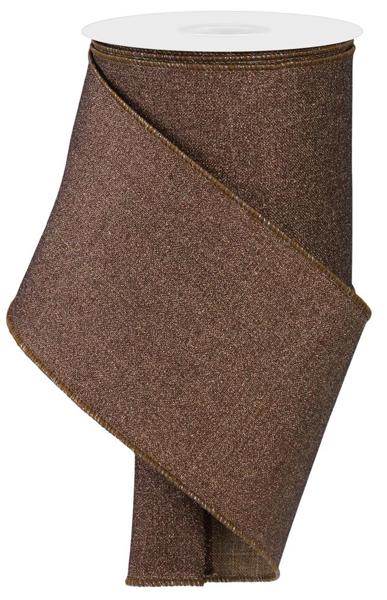 4"X10YD FINE GLITTER ON ROYAL-BROWN - Burlap and Bling Decor