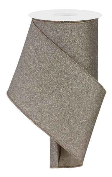 4"X10YD FINE GLITTER ON ROYAL-TAUPE - Burlap and Bling Decor