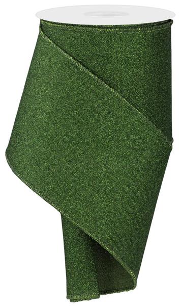 4"X10YD FINE GLITTER ON ROYAL-MOSS GREEN - Burlap and Bling Decor
