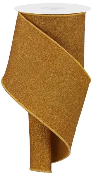 4"X10YD FINE GLITTER ON ROYAL-MUSTARD - Burlap and Bling Decor