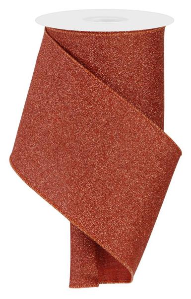 4"X10YD FINE GLITTER ON ROYAL TERRACOTTA - Burlap and Bling Decor