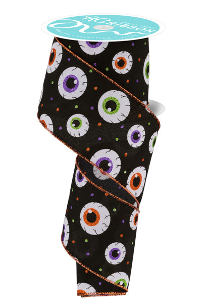 2.5"X10YD EYEBALLS ON PG-WHT/BLK/PPL/LIME/ORG - Burlap and Bling Decor