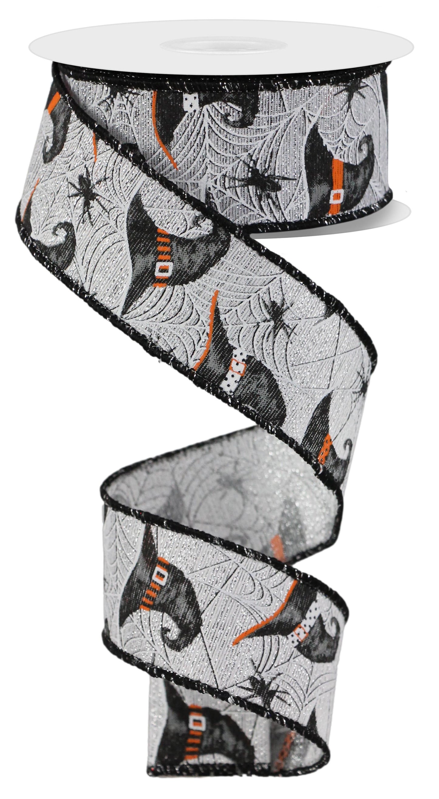 1.5"X10YD WITCH HATS AND SPIDERS SILVER/GREY/ORANGE