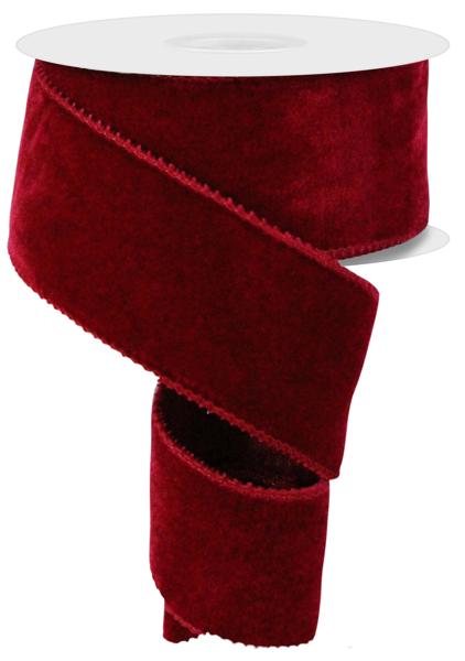 2.5"X10YD DELUXE VELVET/SATIN BACKING CRANBERRY - Burlap and Bling Decor