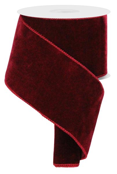 4"X10YD DELUXE VELVET/SATIN BACKING BURGUNDY - Burlap and Bling Decor