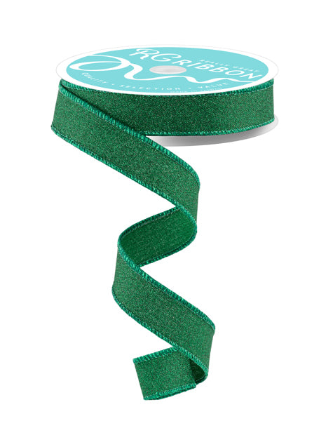7/8"X10YD FINE GLITTER ON FAUX ROYAL Color: EMERALD GREEN - Burlap and Bling Decor