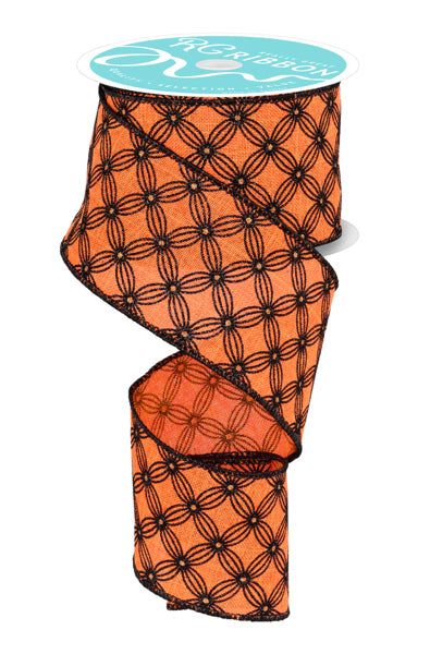 2.5"X10YD MULTI CIRCLES/DOT-BRT ORANGE/BLACK/GOLD - Burlap and Bling Decor