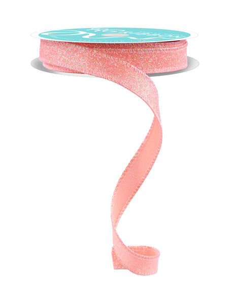 5/8"X10YD IRIDESCENT GLITTER ON SATIN CORAL/IRIDESCENT - Burlap and Bling Decor
