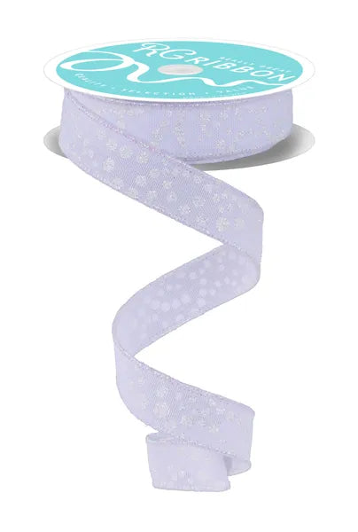 7/8"X10YD MINI GLITTER DOTS WHITE,IRID WHITE WIRED RIBBON