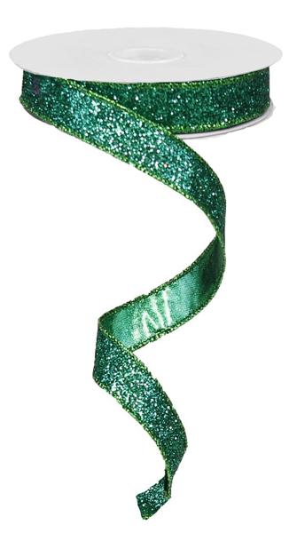 5/8"X10YD GLITTER ON METALLIC Color: EMERALD - Burlap and Bling Decor