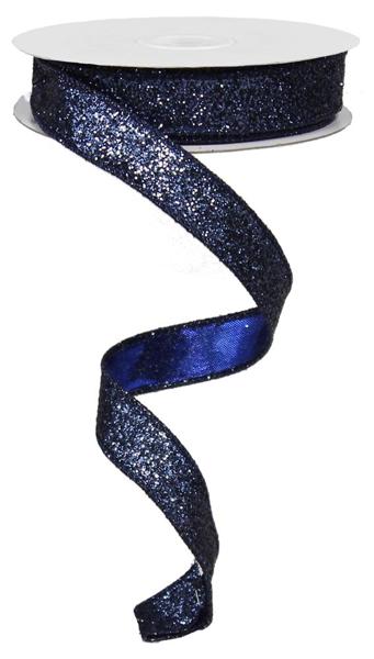 5/8"X10YD GLITTER ON METALLIC Color: NAVY BLUE - Burlap and Bling Decor
