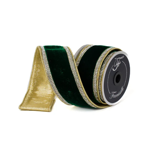 2.5"X5YD WINTER DIAMONDS EMERALD - Burlap and Bling Decor