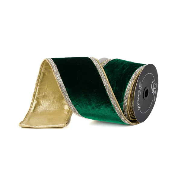 4"X5YD WINTER DIAMONDS EMERALD - Burlap and Bling Decor