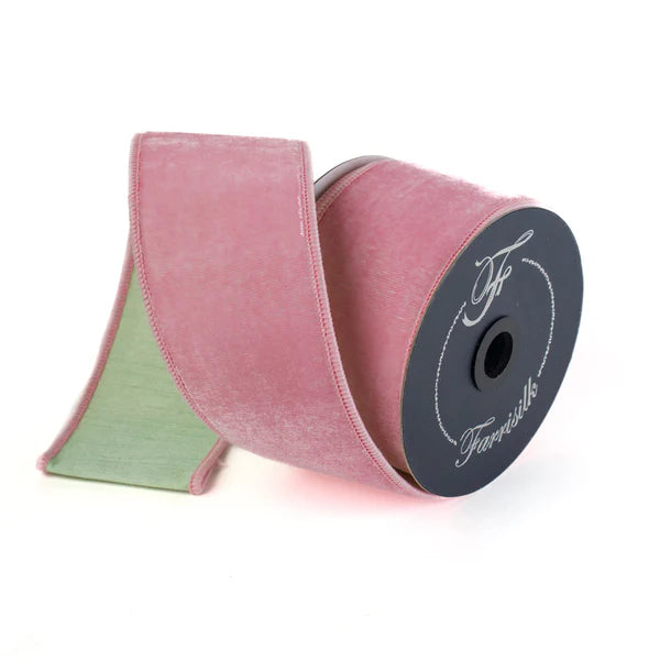 2.5"X10YD SHERBERT VELVET BABY PINK MINT - Burlap and Bling Decor