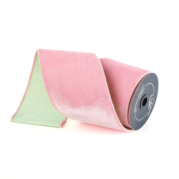 4"X10YD SHERBERT VELVET BABY PINK MINT - Burlap and Bling Decor