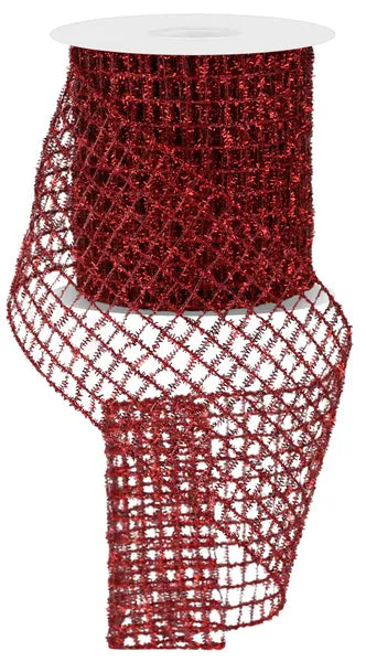 4.25"X10YD TINSEL MESH RED - Burlap and Bling Decor