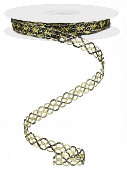 5/8"X10YD METALLIC TRIM GOLD/BLACK - Burlap and Bling Decor