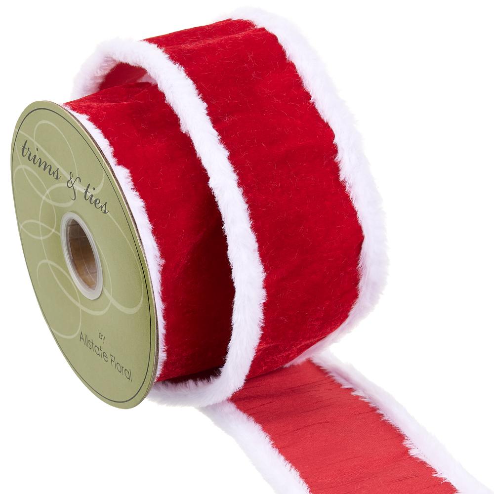 4" X 5YD Red Velvet Fur Trim