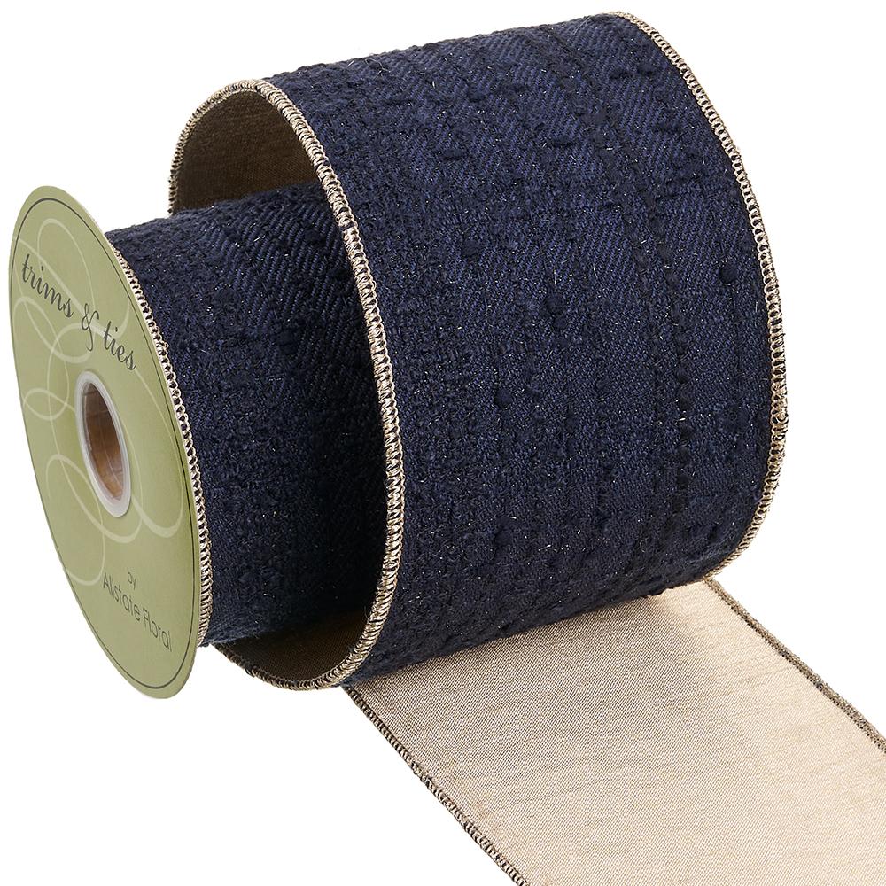 4" X 5YD Navy Blue W/Gold Backing