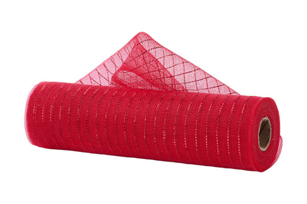10.25"X10YD FINE WEAVE METALLIC MESH RED W/RED FOIL - Burlap and Bling Decor