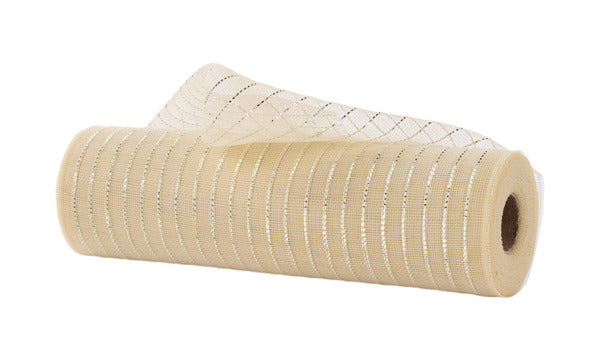 10.25"X10YD FINE WEAVE METALLIC MESH CHAMPAGNE W/CHAMP. FOIL - Burlap and Bling Decor