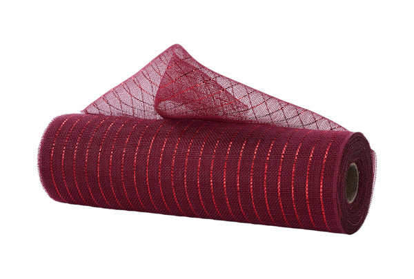 10.25"X10YD FINE WEAVE METALLIC MESH BURGUNDY W/RED FOIL - Burlap and Bling Decor