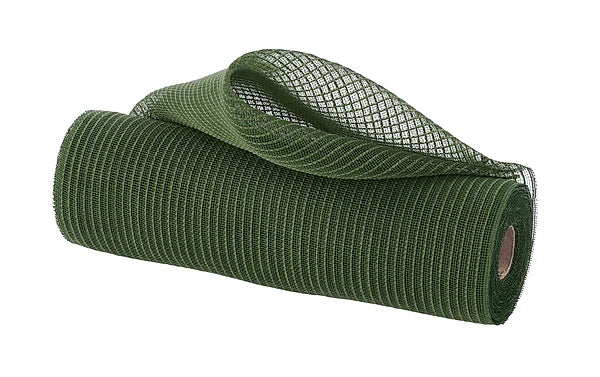 10.25"X10YD FINE WEAVE FAUX JUTE STRIPE MOSS GREEN WIRED RIBBON