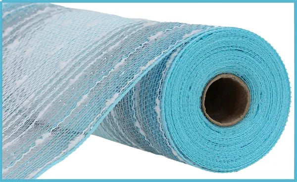 10.25" X 10YD MATTE OMBRE,SNOWBALL MESH ICE BLUE,WHITE,SILVER