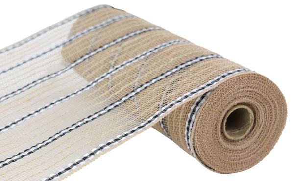 10.25"X10YD XLWIDE FABRIC/FAUX JUTE MESH NATURAL/BLACK/WHITE