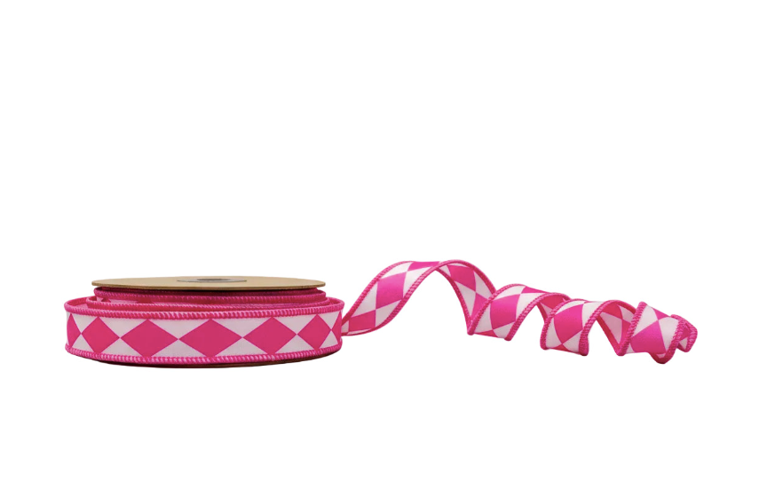 Hot Pink Diamond 1"x 10Y Double Sided Wired Ribbon - Burlap and Bling Decor