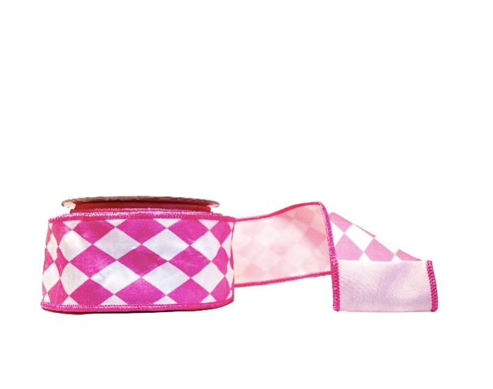 Hot Pink Diamond 2.5"x 10Y Double Sided Wired Ribbon - Burlap and Bling Decor