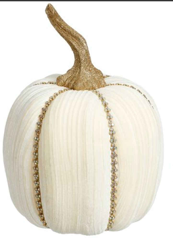 JEWELED PUMPKIN, IVORY - Burlap and Bling Decor