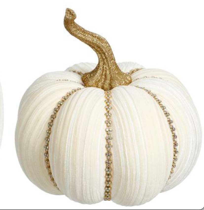 JEWELED PUMPKIN, IVORY - Burlap and Bling Decor
