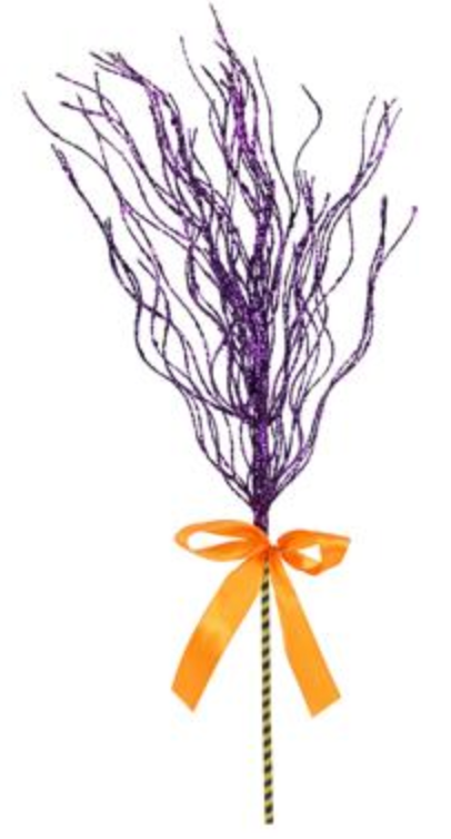 24"L GLITTER TWIG BROOM-choose one Black/Orange/Purple - Burlap and Bling Decor