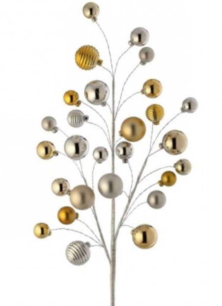 31" VP SHINY/MATTE BALL SPRAY STEM-GOLD/CHAMPAGNE