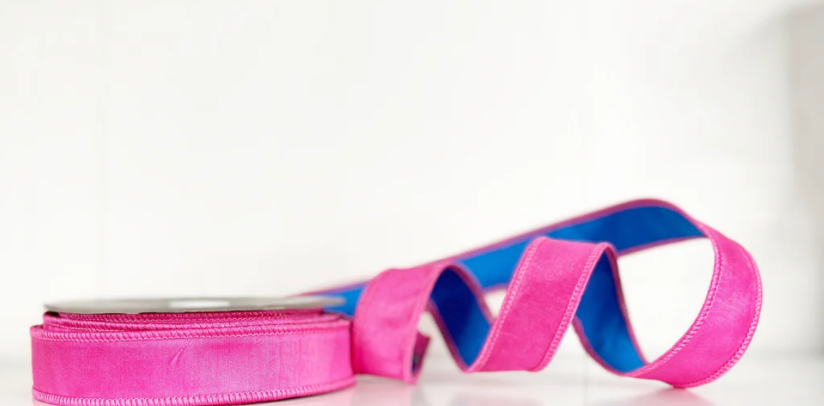 Hot Pink and Blue 1"x10Y Wired Ribbon - Burlap and Bling Decor