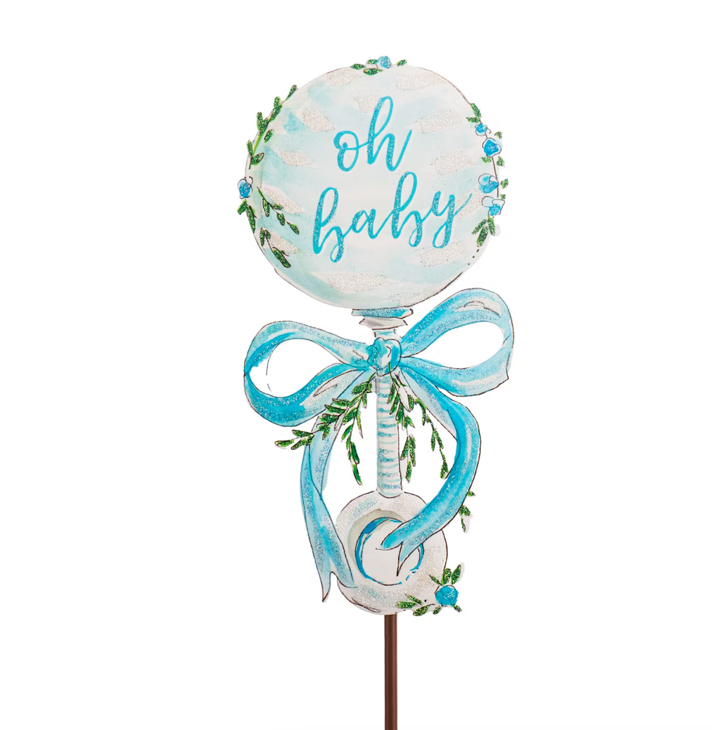 Beck's Boy Baby Rattle Burlap and Bling Decor