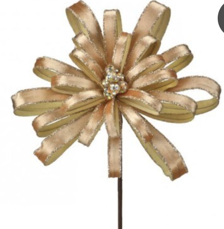 19" GLIITER EDGE PETAL BLOSSOM STEM CHAMPAGNE - Burlap and Bling Decor