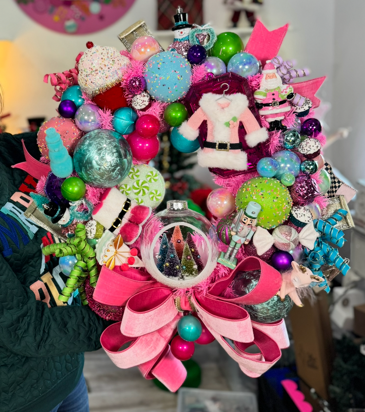 Pop of Color Christmas Wreath - Burlap and Bling Decor